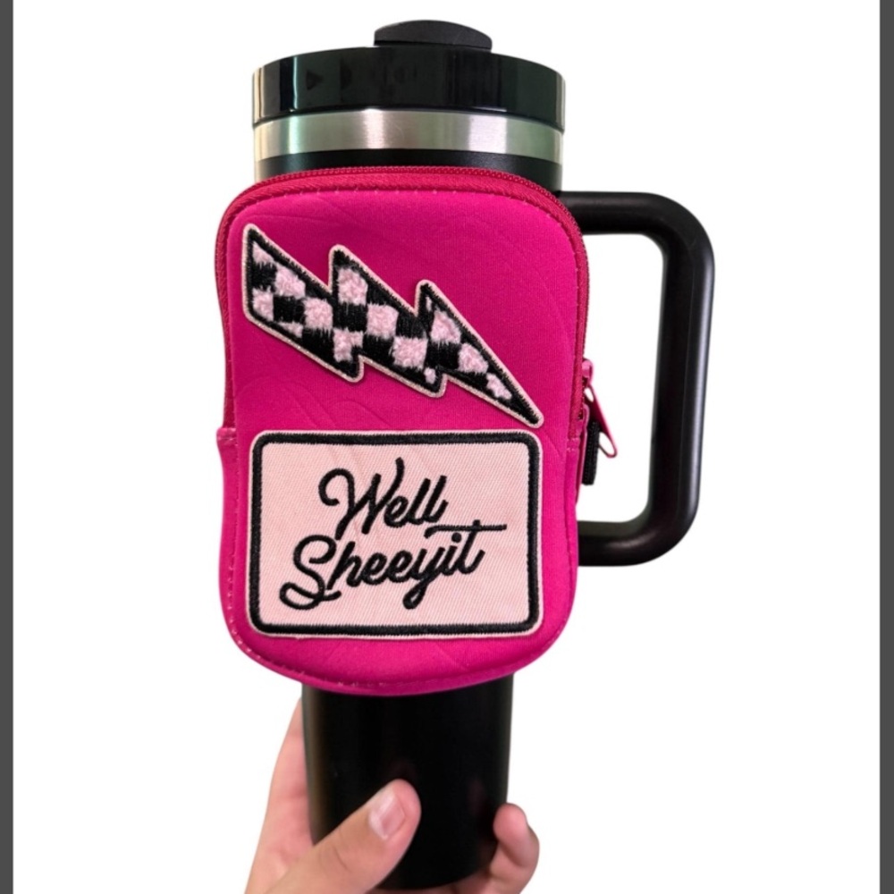 Pink Cup Bag for Stanley with Customized Patches Tumbler Accessories